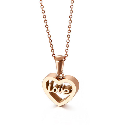 Korean Version Heart-shaped Stainless Steel Necklace Love Creative Pendant Clavicle Chain Wholesale