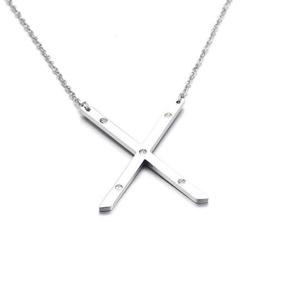 26 English Letter Pendant Diamond Stainless Steel Necklace