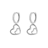 Korean Simple Copper Inlaid Zircon Heart Earrings