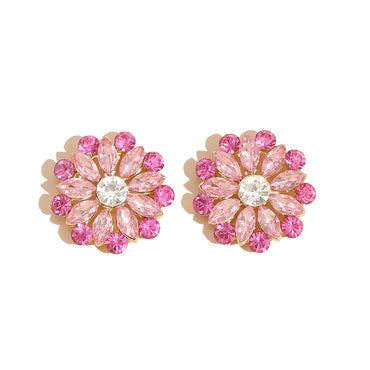 Flower Earrings Simple Full Diamond Zircon Ear Jewelry