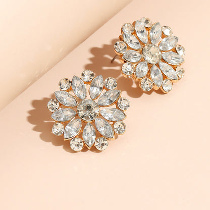 Flower Earrings Simple Full Diamond Zircon Ear Jewelry