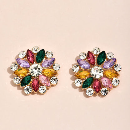 Flower Earrings Simple Full Diamond Zircon Ear Jewelry