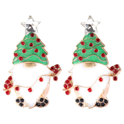 1 Pair Cute Christmas Tree Santa Claus Alloy Drop Earrings