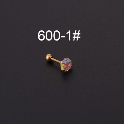 Vintage Color Zircon Stainless Steel Screw Fine Needle Ear Bone Studs Single Wholesale Gooddiy