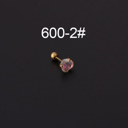 Vintage Color Zircon Stainless Steel Screw Fine Needle Ear Bone Studs Single Wholesale Gooddiy