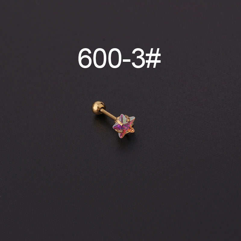 Vintage Color Zircon Stainless Steel Screw Fine Needle Ear Bone Studs Single Wholesale Gooddiy