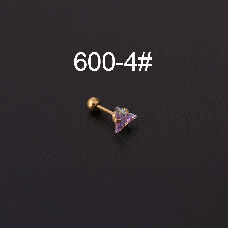 Vintage Color Zircon Stainless Steel Screw Fine Needle Ear Bone Studs Single Wholesale Gooddiy