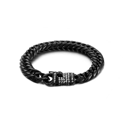 Hip-hop Men's Stainless Steel 11mm Cuban Bracelet 18k Electroplating Smooth Men's Bracelet