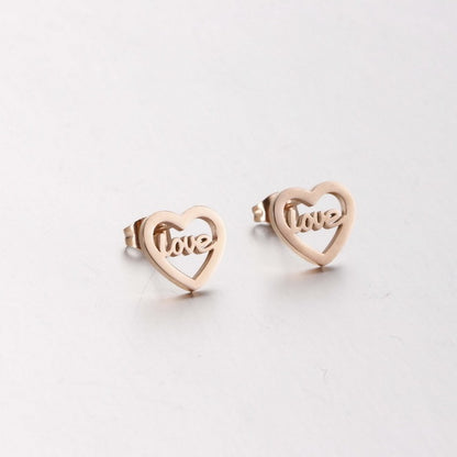 Simple Love Stainless Steel Earrings Wholesale Stainless Steel Fashion Cross-border Ear Jewelry