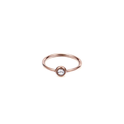 Korean Fashion Stainless Steel Rose Gold Index Finger Ring Tail Zircon Ultra-fine Single Ring