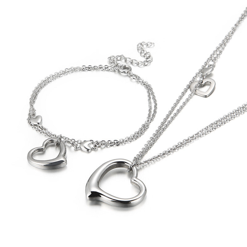 Creative Heart-shaped Pendant Stainless Steel Suit Fashion Stainless Steel Jewelry