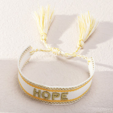 Ethnic Trend Hand-woven Retro Embroidery Love Letter Tassel Hand Rope Bracelet