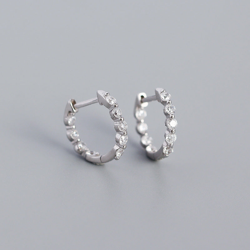 New S925 Silver Geometric Zircon Diamond Earrings Wholesale