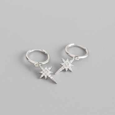 S925 Sterling Silver Eight-pointed Star Diamond Earrings