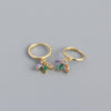 S925 Silver Geometric Mixed Color Zircon Simple Earrings