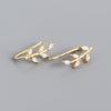 Fashion Leaf Plating Gem Earrings Ear Studs