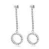 Fashion Stainless Steel Full Diamond Long Women's Creative Hollow Circle Earrings