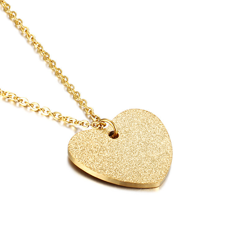 Korean Temperament Love Sandblasting Necklace Simple Fashion Korean Heart-shaped Clavicle Chain