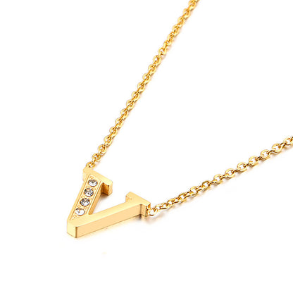 New Fashion Creative Gold 26 English Letters Stainless Steel Necklace