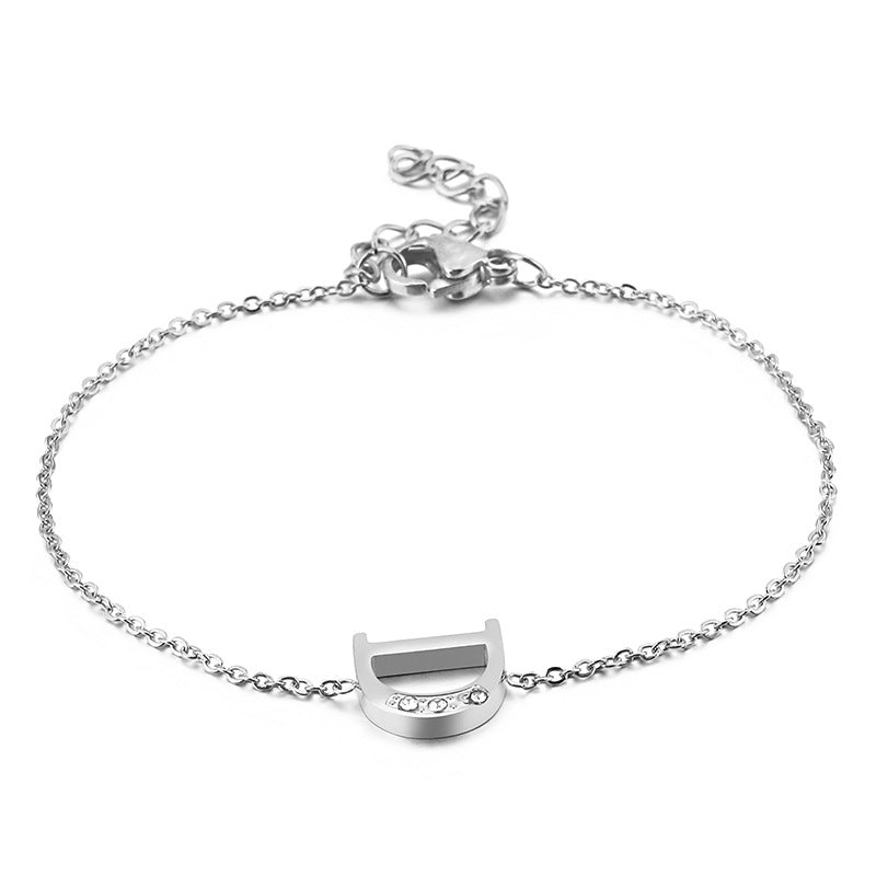 New 26 English Letters Diamond Fashion Personality Stainless Steel Bracelet