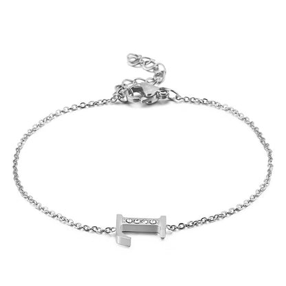 New 26 English Letters Diamond Fashion Personality Stainless Steel Bracelet