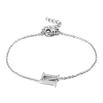 New 26 English Letters Diamond Fashion Personality Stainless Steel Bracelet