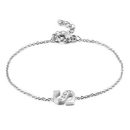 New 26 English Letters Diamond Fashion Personality Stainless Steel Bracelet