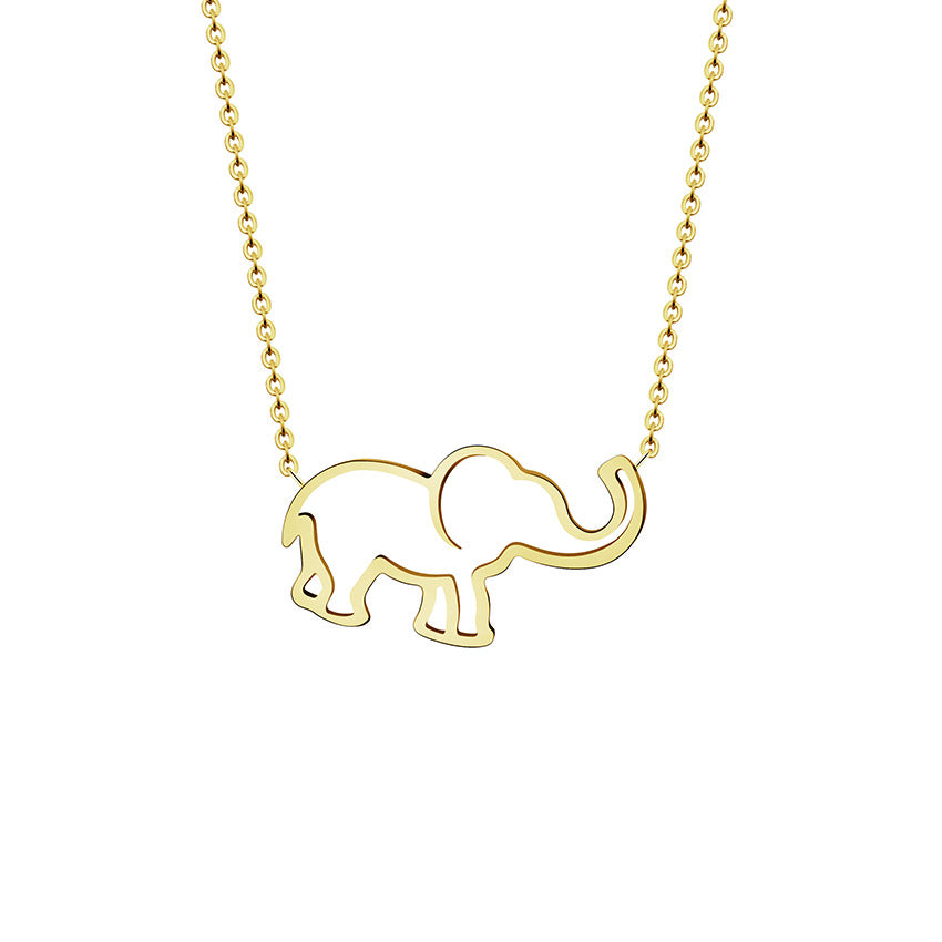 European And American Stainless Steel Pendant Necklace Lucky Hollow Elephant Clavicle Chain