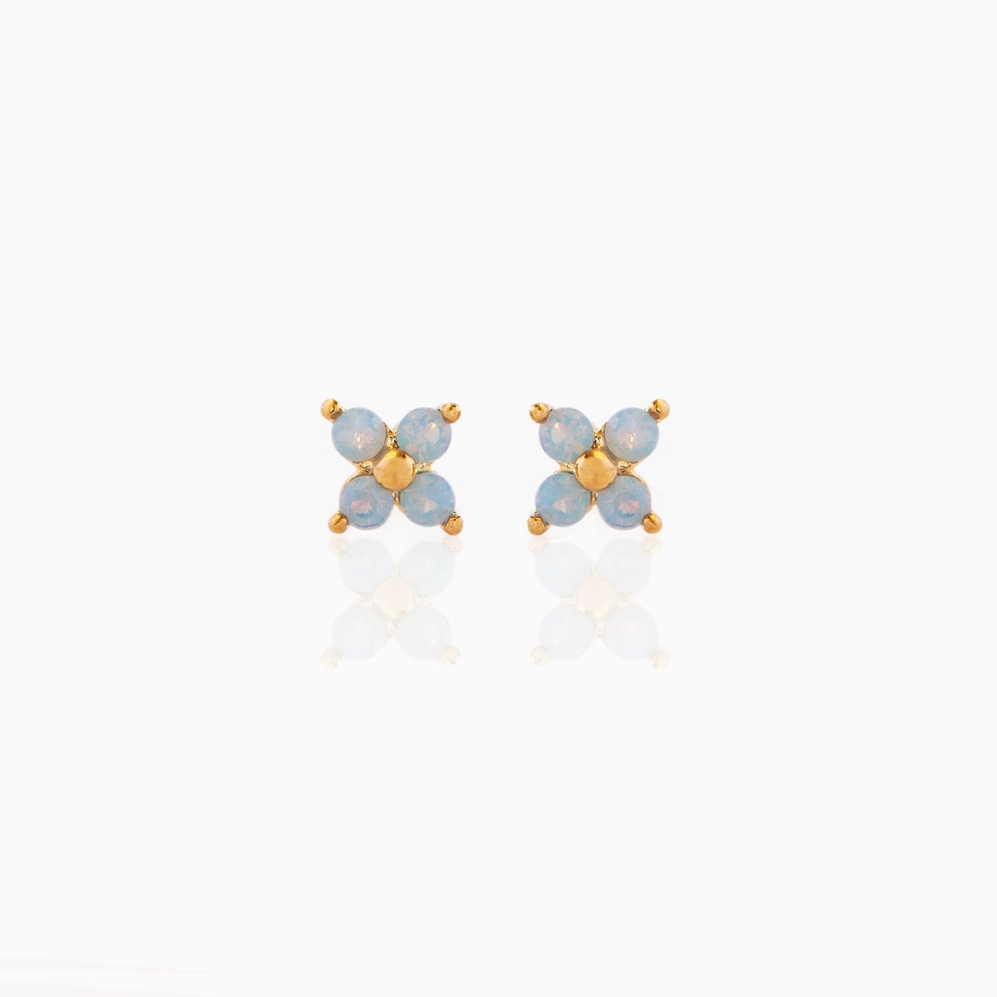 Fresh Cute Blue Flower Stud Earrings Copper Plated Real Gold Earrings 925 Pure Silver Ear Pin Jewelry Wholesale