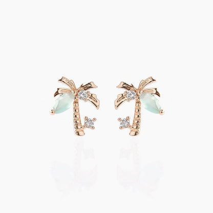 Beach Coconut Tree Earrings Copper Plated 18k Real Gold Earrings