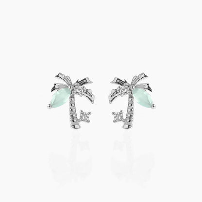 Beach Coconut Tree Earrings Copper Plated 18k Real Gold Earrings