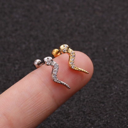 Creative Snake Shape Stainless Steel Thin Rod Copper Ear Bone Nail