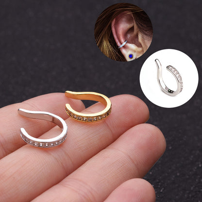 New U-shaped Fake Piercing Copper Zircon Ear Clip European And American Simple Earrings