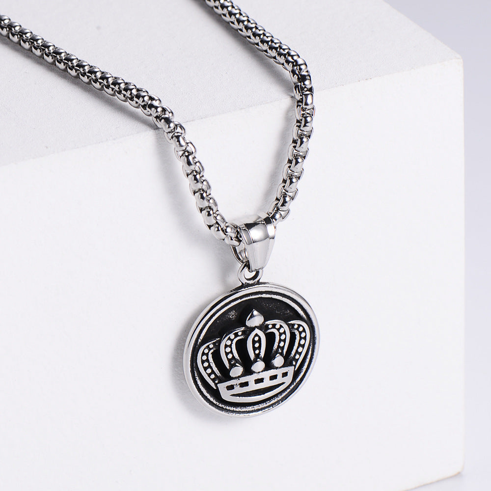 Fashion Geometric Classic Crown Men And Women Stainless Steel Pendant Necklace Wholesale