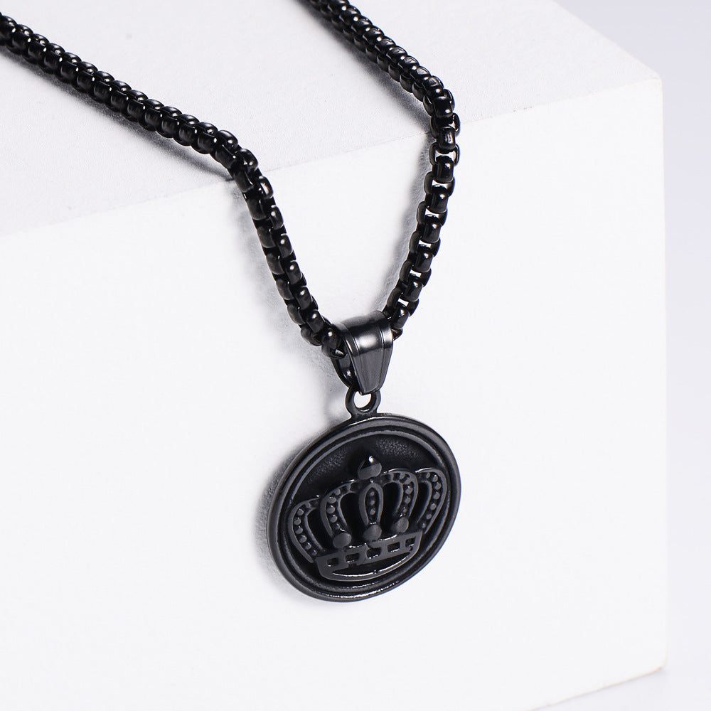 Fashion Geometric Classic Crown Men And Women Stainless Steel Pendant Necklace Wholesale