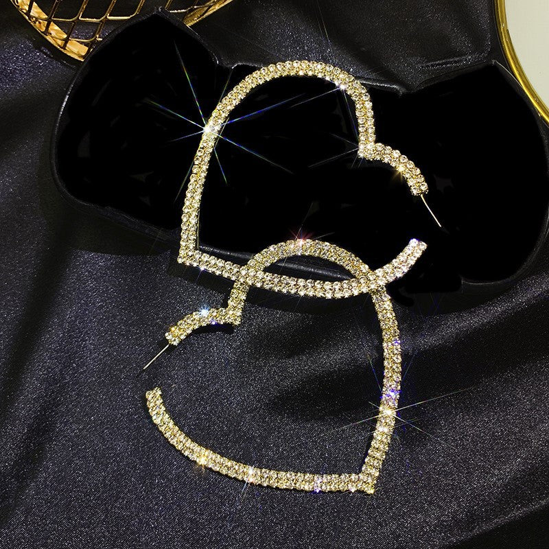 Fashion Heart Rhinestone Artificial Gemstones Earrings