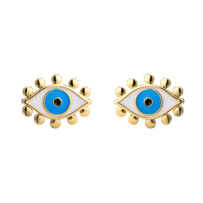 Hecheng Ornament Dripping Oil Eye Stud Earrings European And American Style Personalized Women's Stud Earrings Ornament Accessories