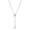 Colored Stone Virgin Mary Necklace Stainless Steel Plated 18k Color Preserving