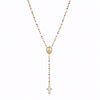 Colored Stone Virgin Mary Necklace Stainless Steel Plated 18k Color Preserving