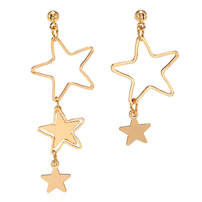 1 Pair Retro Lady Star Hollow Out Alloy Drop Earrings