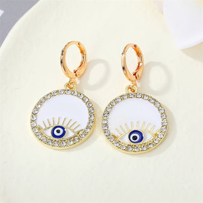 Retro Pearl Eye Color Rhinestone Love Demon Eye Ear Ring Cross-border Jewelry