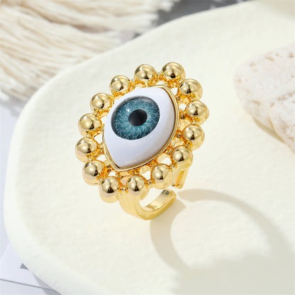 European Retro Metal Devil's Eye Color Turkish Eye Ring Cross-border Jewelry