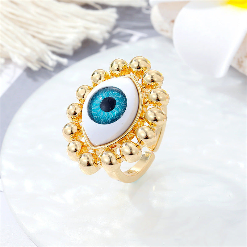 European Retro Metal Devil's Eye Color Turkish Eye Ring Cross-border Jewelry