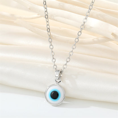 Retro Simple Color Resin Turkish Eye Necklace Demon Eye Pendant Necklace