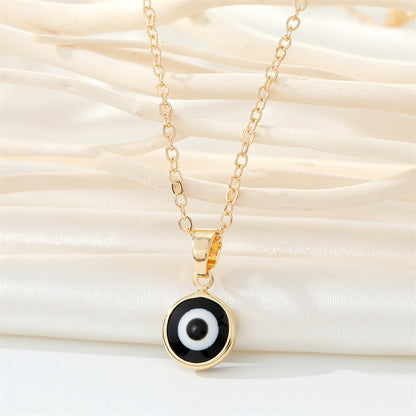 Retro Simple Color Resin Turkish Eye Necklace Demon Eye Pendant Necklace