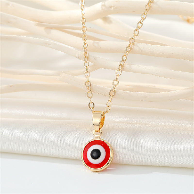 Retro Simple Color Resin Turkish Eye Necklace Demon Eye Pendant Necklace