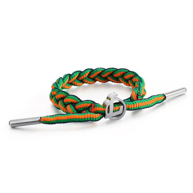 Hip-Hop Sports Letter Rope Titanium Steel Knitting Men's Bracelets
