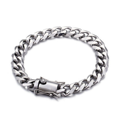 European And American Men's Stainless Steel Thick 13mm Bracelet Necklace Set