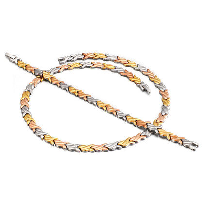 Korean Men's Non-fading Stainless Steel Multi-color Necklace Bracelet Wholesale
