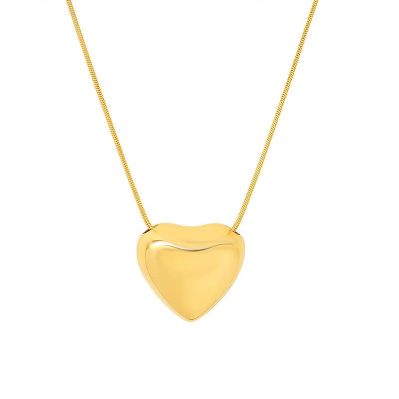 Fashion Heart Titanium Steel Plating Necklace